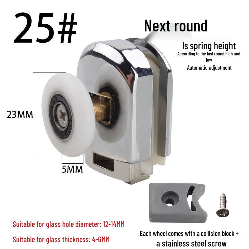 Vintage-Style Shower Door Round Arc Glass Sliding Door Hanger Wheel