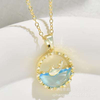 Whale Titanium Steel Necklace Female Design Personality Versatile Temperament Cute Pendant Collarbone Chain