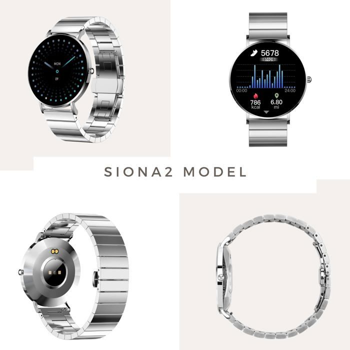 Montre connectée minimaliste - XCOAST - SIONA2 - Argent - 1.3 pouces AMOLED - Cardiofréquencemètre - Tensiomètre
