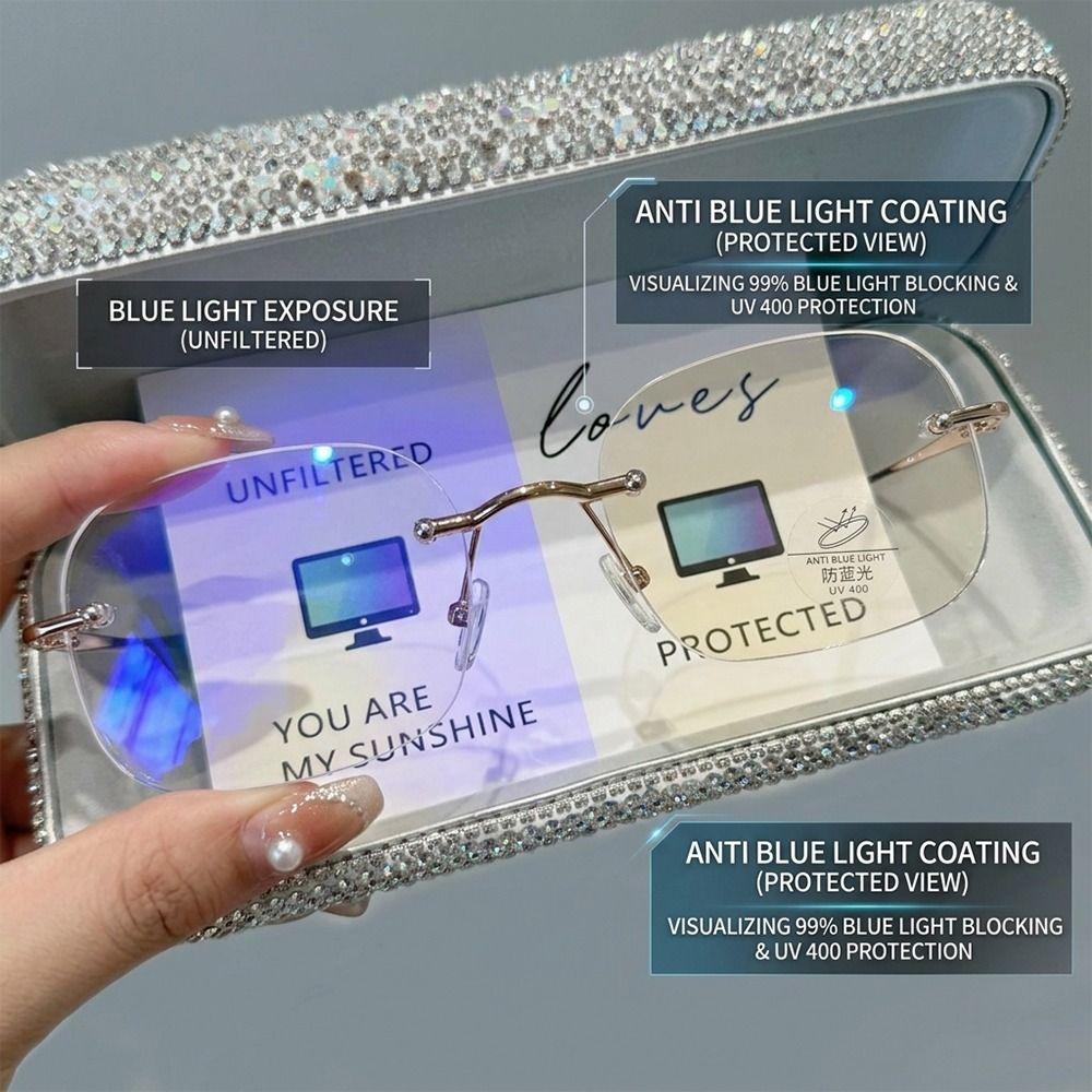 Rimless Hyperopia Glasses Blue Ray Blocking Presbyopia Eyeglasses  Office