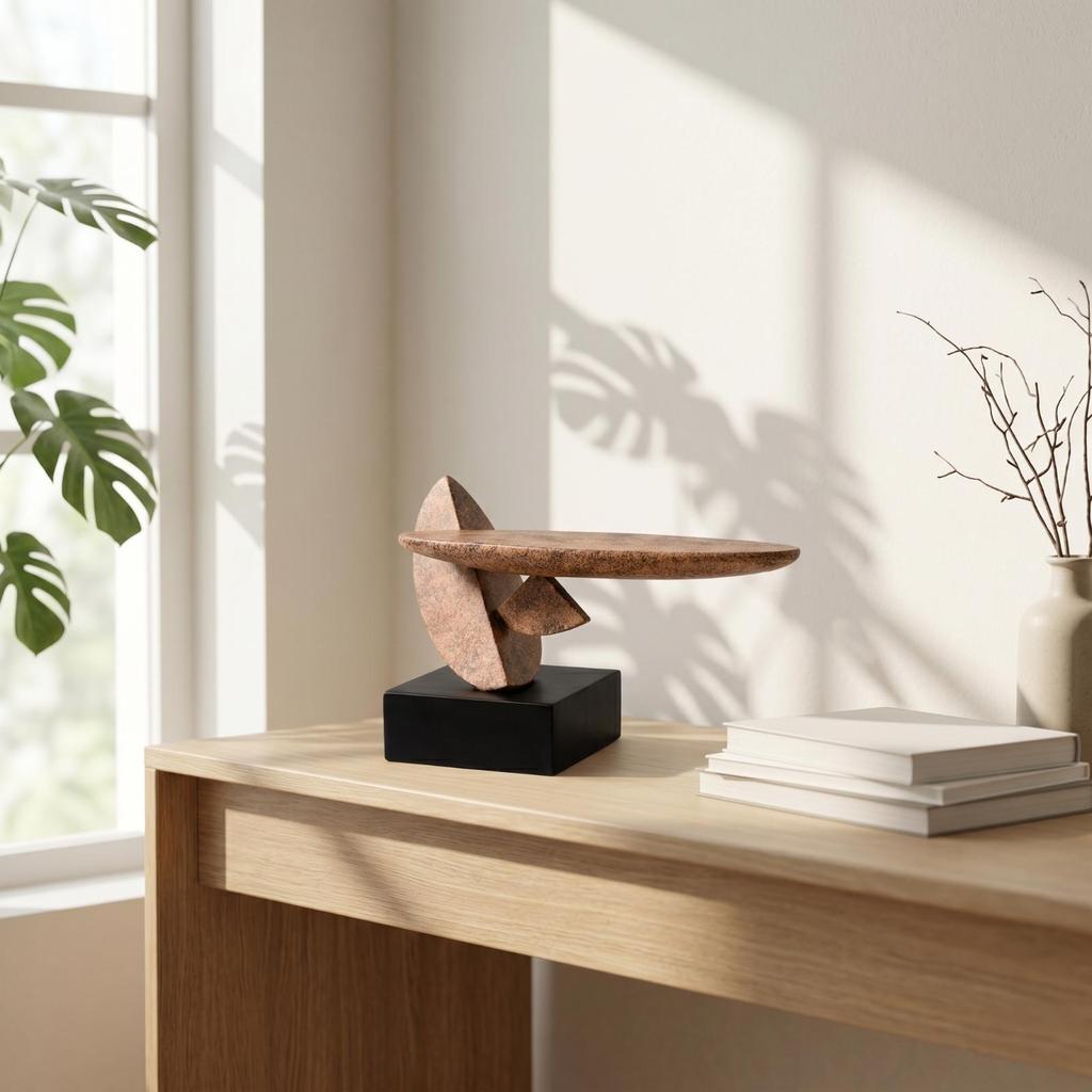 Resin Sculpture with Base Abstract Tabletop Ornament StoneLike Statue for Refined Decor Seekers, Art