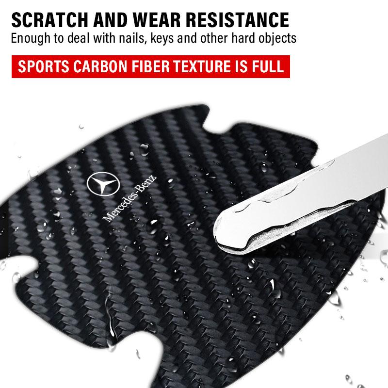 4Pcs Carbon Fiber Car Door Handle Protection Emblem Sticker For Mercedes Benz AMG W212 W205 W246 W177 W176 W213 GLC GLE GLS ML Welcome Laser