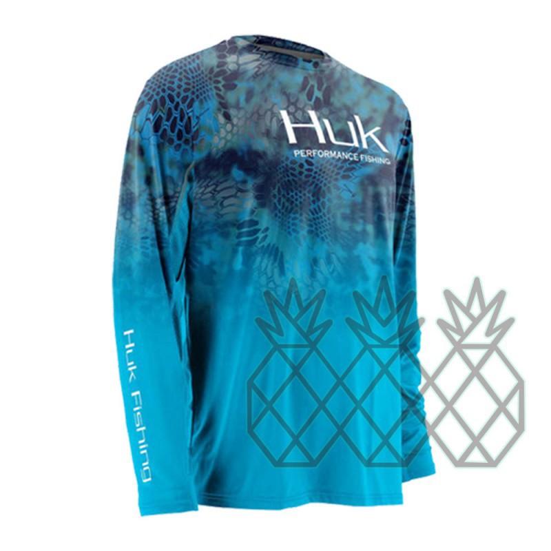 HUK Fishing Shirts Clothes Sun-proof Quick-drying Long-sleeved Round-neck Men's Women's