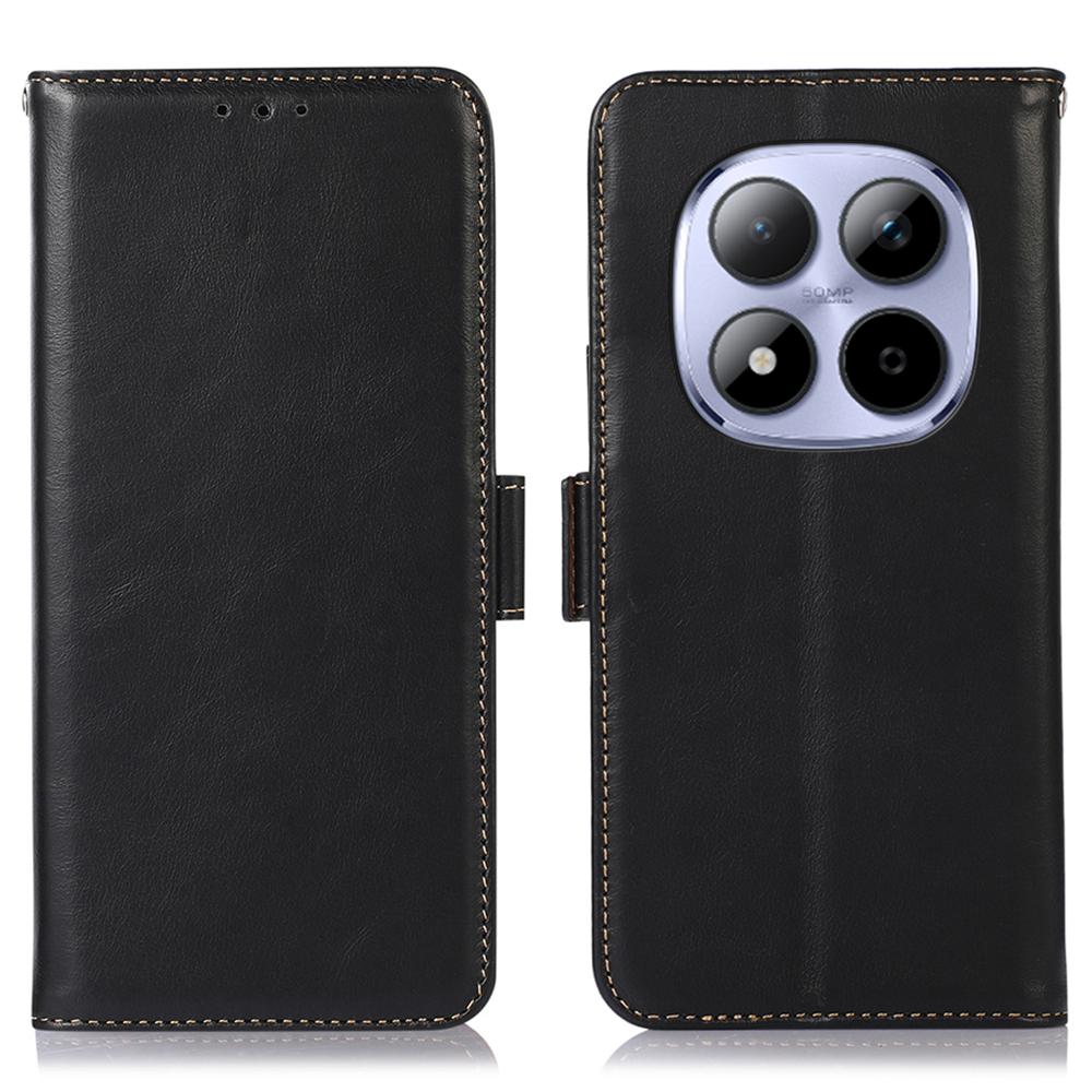 Für Xiaomi Redmi Note 15 Pro 4G (Global) Hülle RFID-Blockierung Echtes Rindsleder Geldbörse Handyhülle