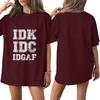 Women's Neck Short Sleeve Tee with Fun Letter Print Color Top