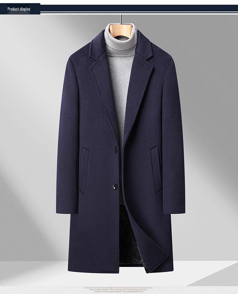 Winter Mid-Length Woolen Overcoat for Middle-Aged & Young People - Lapel Fashion Casual Style