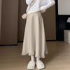 Women Knitted Skirt A-line Mid Long Female Retro Thickened Large Skirt High Waisted Slimming Autumn Winter Skirts