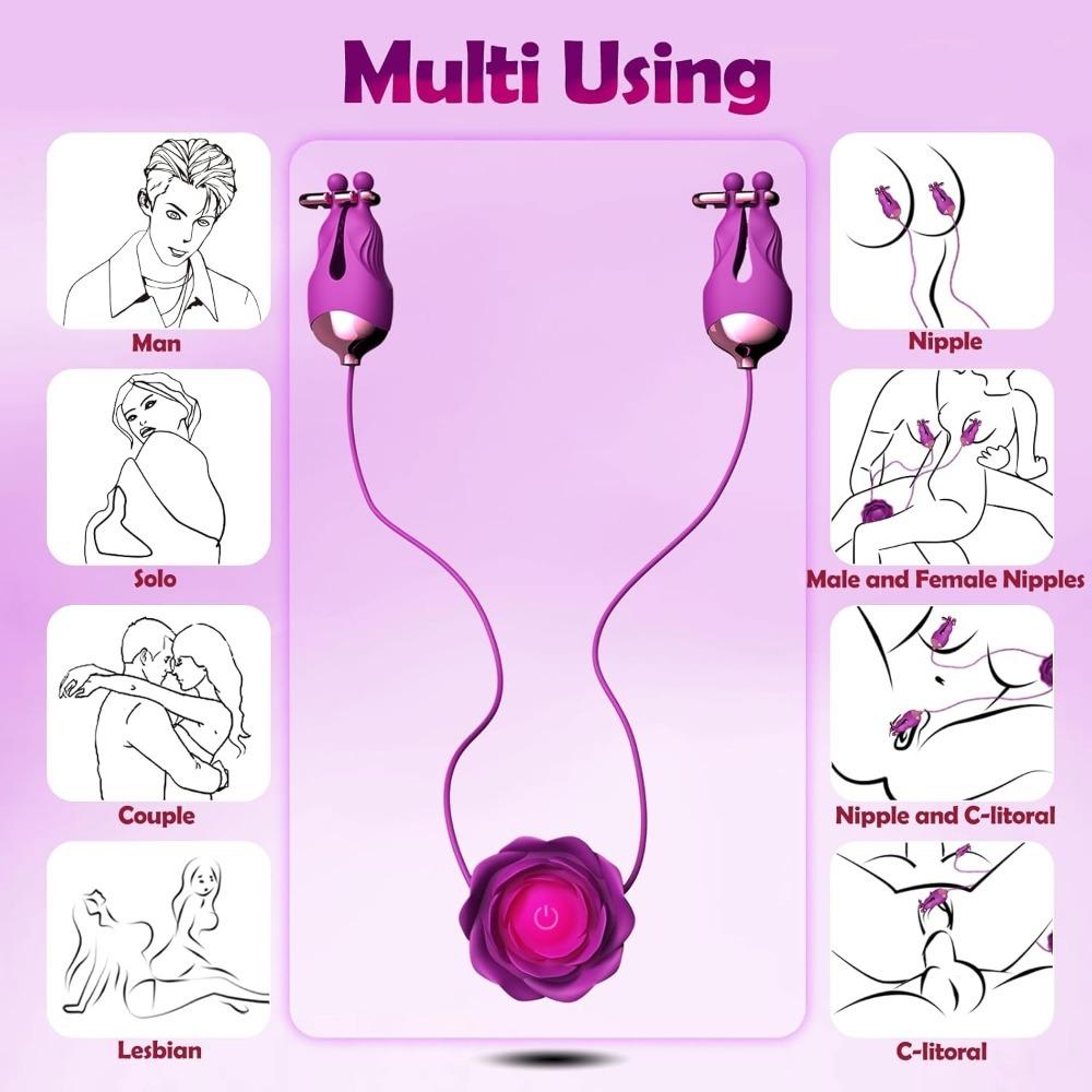 Nipple Toy Nipple Vibrator with 10 Vibration Patterns, Adjustable Nipple Clips Rechargeable Vibrator Adult Toys for Couples or Women