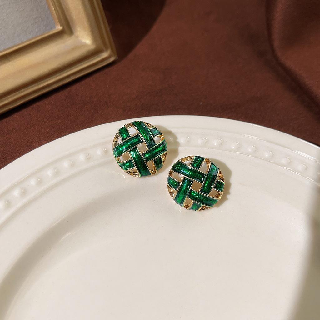 Cercei cu Zircon Stil Retro de Curte Mid-Century Smarald