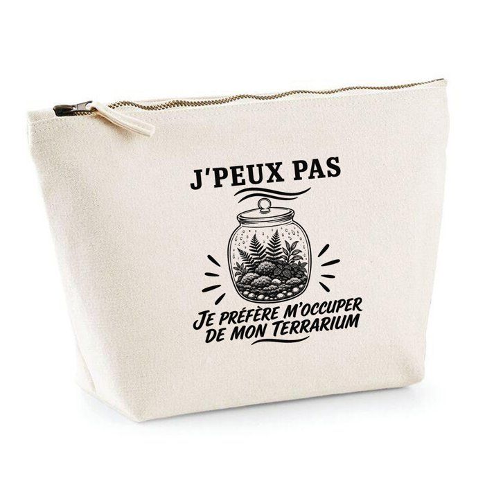 Trousse de toilette - PLANETEE - Collection « J'peux pas minimaliste » - Beige - 100% coton - Impression DTG