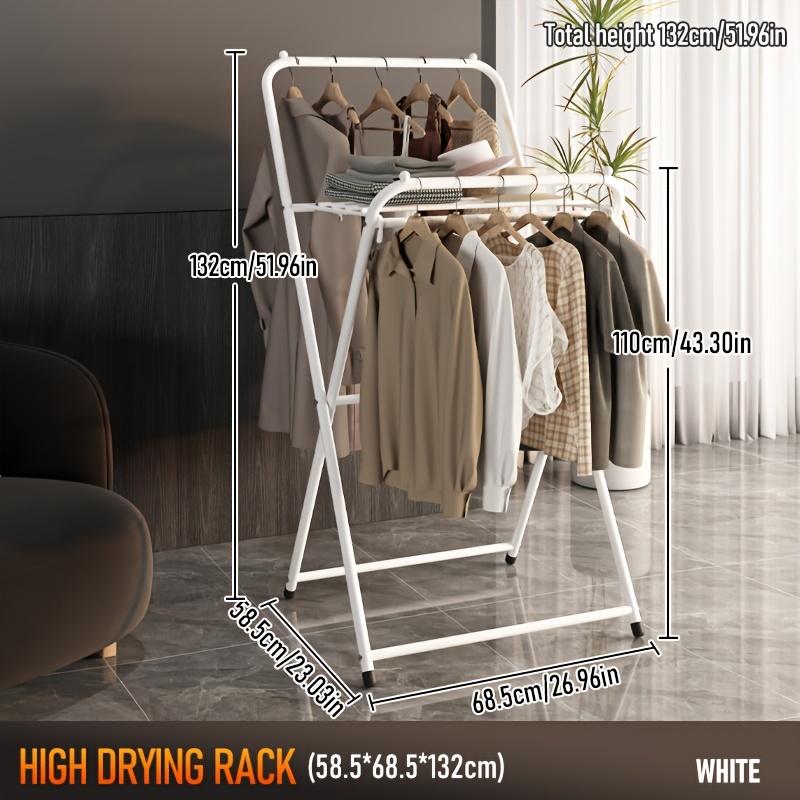 

Foldable Drying Rack - Space-Saving Multi-Hook Clothes Organizer with Sturdy Metal Frame, for Indoor/Outdoor Use on Balcony слоновая кость