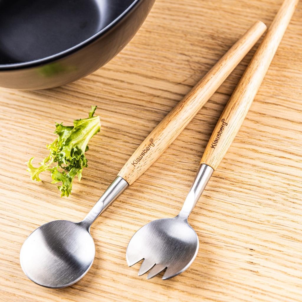 Porcelanowa misa czarna 23cm do sałatek z łyżkami KLAUSBERG KB-7786