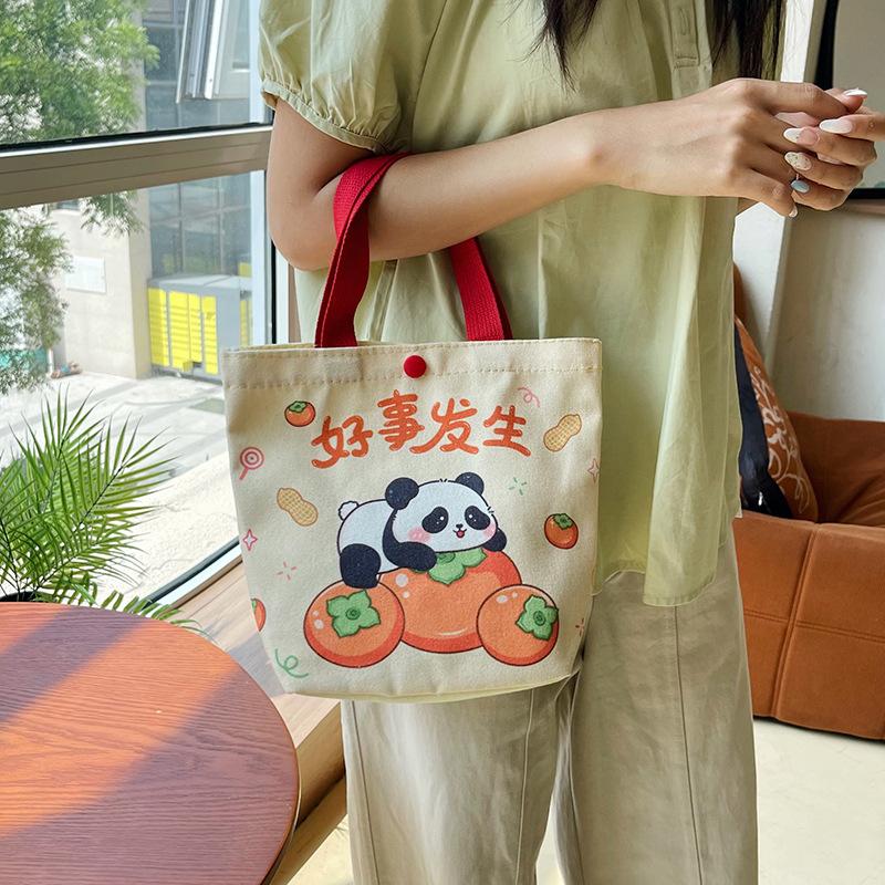 Cartoon Canvas Tote Bag for Kids, Birthday Party Favors Gift Pouch, Wedding Candy Bag, Festival Giveaway Handbag CLE