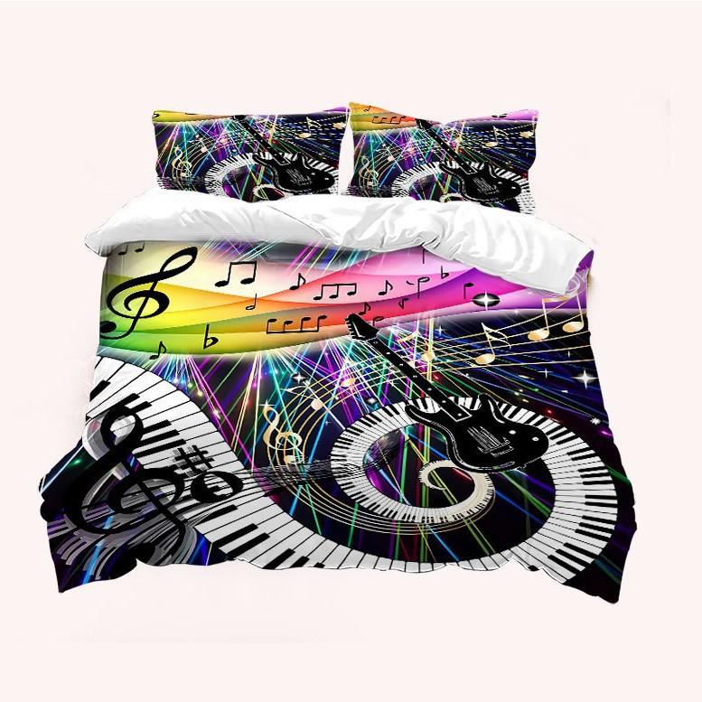 

Music Instrument Series Quilt Cover 3D Digital Printing Three-Piece Bedding Kit 90*190