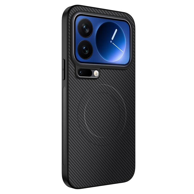 For Xiaomi 17 Pro Max Magnetic Case WANLONFENG TQ Series Carbon Fiber Texture PC TPU Phone Cover