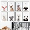 Pittura su tela da parete con animali per la stanza del bambino Elefante Giraffa Orso Stampe artistiche da parete Immagine Poster Arte nordica per arredamento stanza dei bambini asilo nido