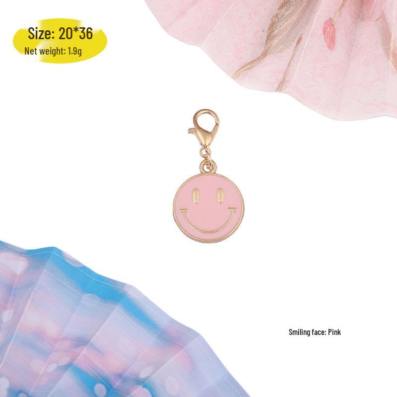 Smiling Face Gold Zinc Alloy Pendant Keychain Accessory
