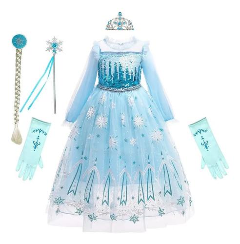 Girls Frozen Elsa Princess Dress Halloween Costume Christm