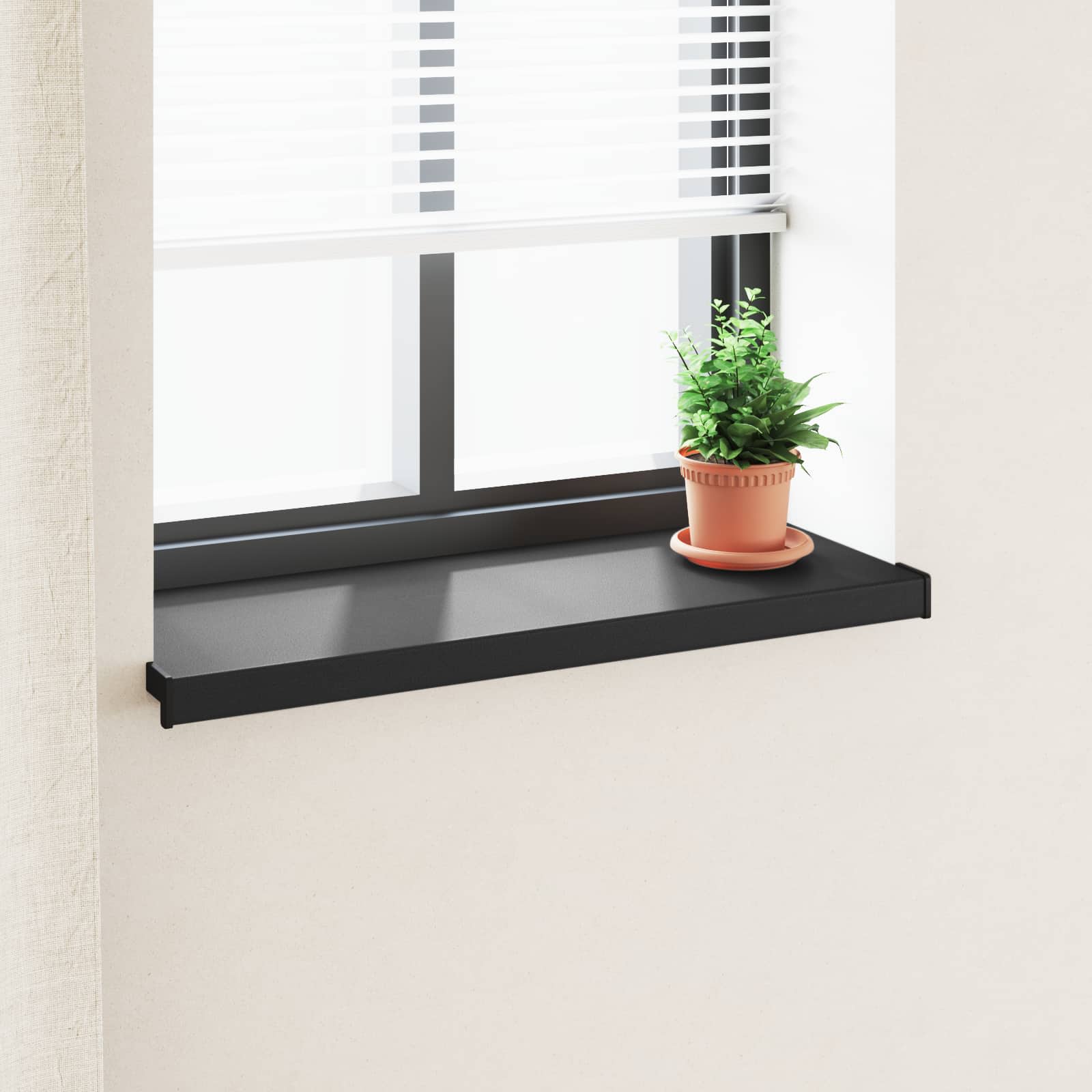 Schwarzes Fensterbrett mit Holzmaserung 100 x 35 x 4,5 cm PVC