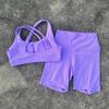 JYL Solid Soft Tight Shorts Cross Back Sports Fitness Yoga Set