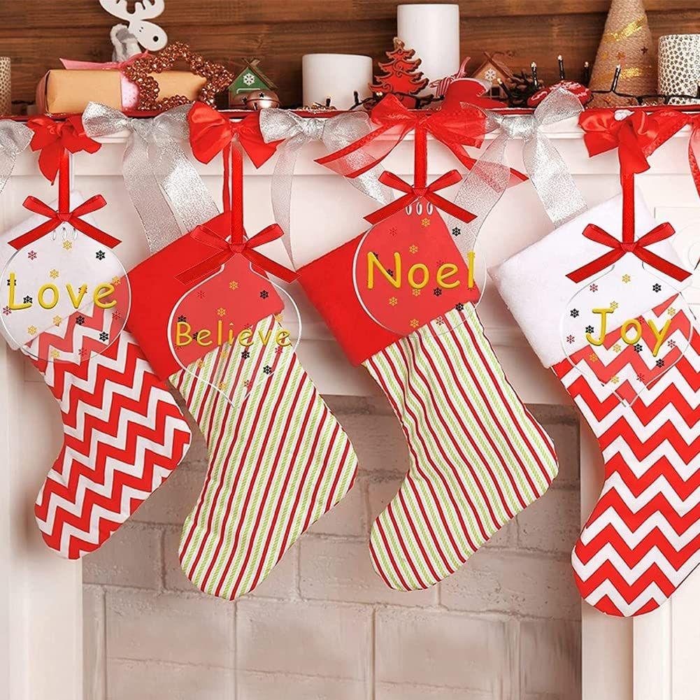 Transparent Acrylic Christmas Tree Baubles Hanging Ornaments Xmas DIY Crafts