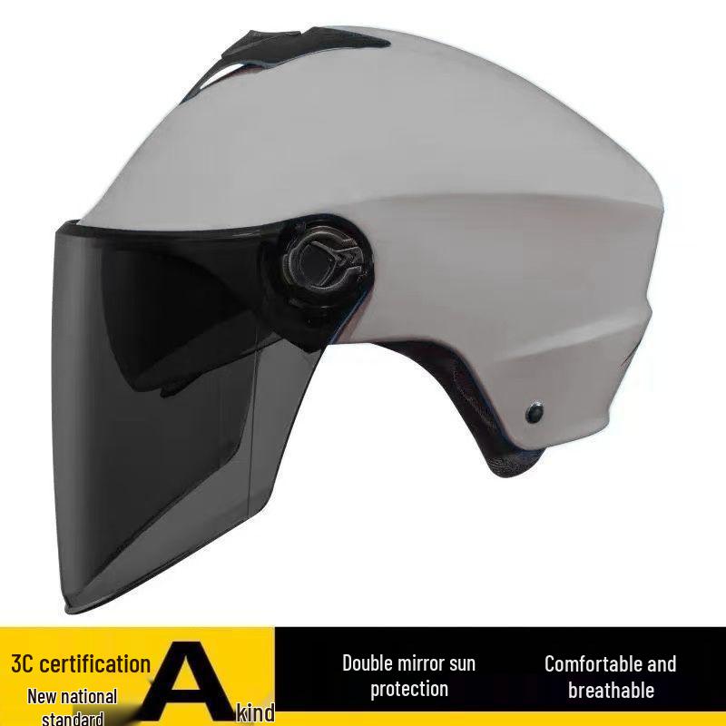 Durable Dual-Lens Motorcycle Half Helmet for Men & Women – Breathable, Sun-Protected, All-Season Safety