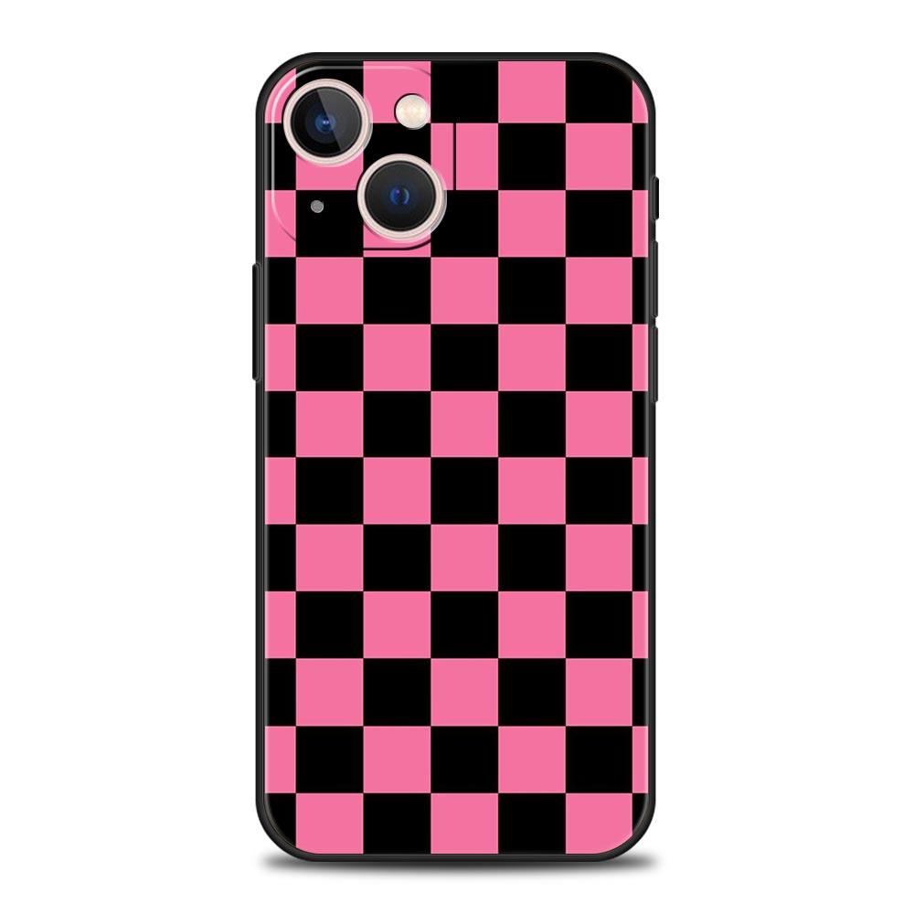 Checkerboard Checked Chess Board Luxury Phone Case For iPhone 17 Air 16 Plus 13 15 14 12 11 Pro MAX 7 8 SE Soft TPU Black Cover