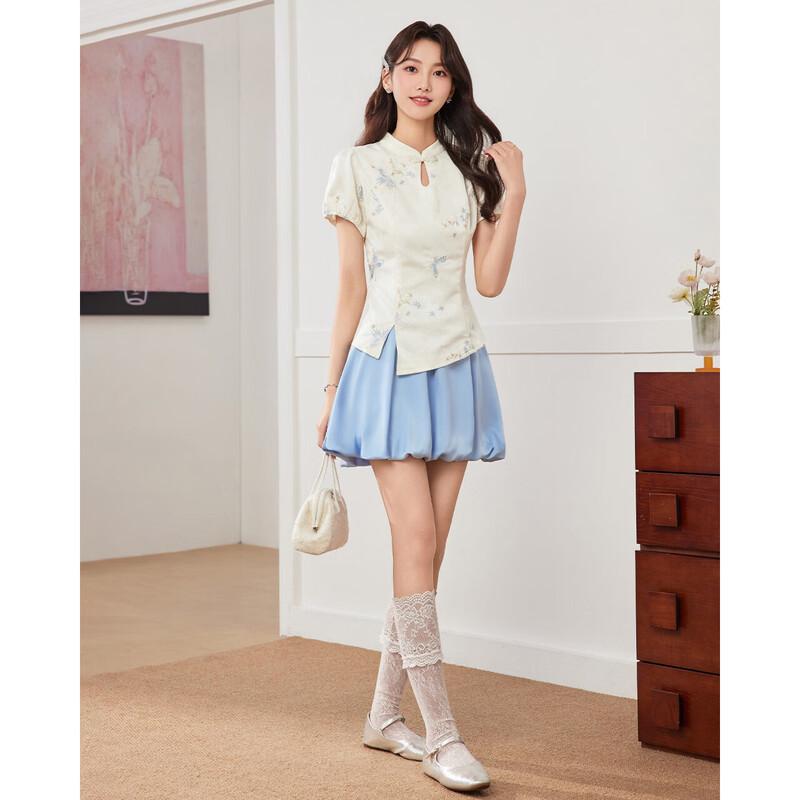 IEF 2026 Summer New Chinese Style Two-piece Short Skirt Set