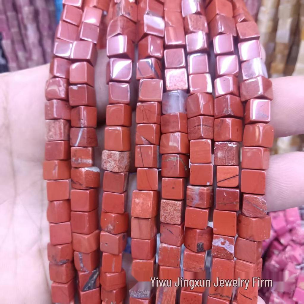 6x6mm Quadratische Rosenquarz-Achat-Perlenkette - Naturstein DIY-Zubehör