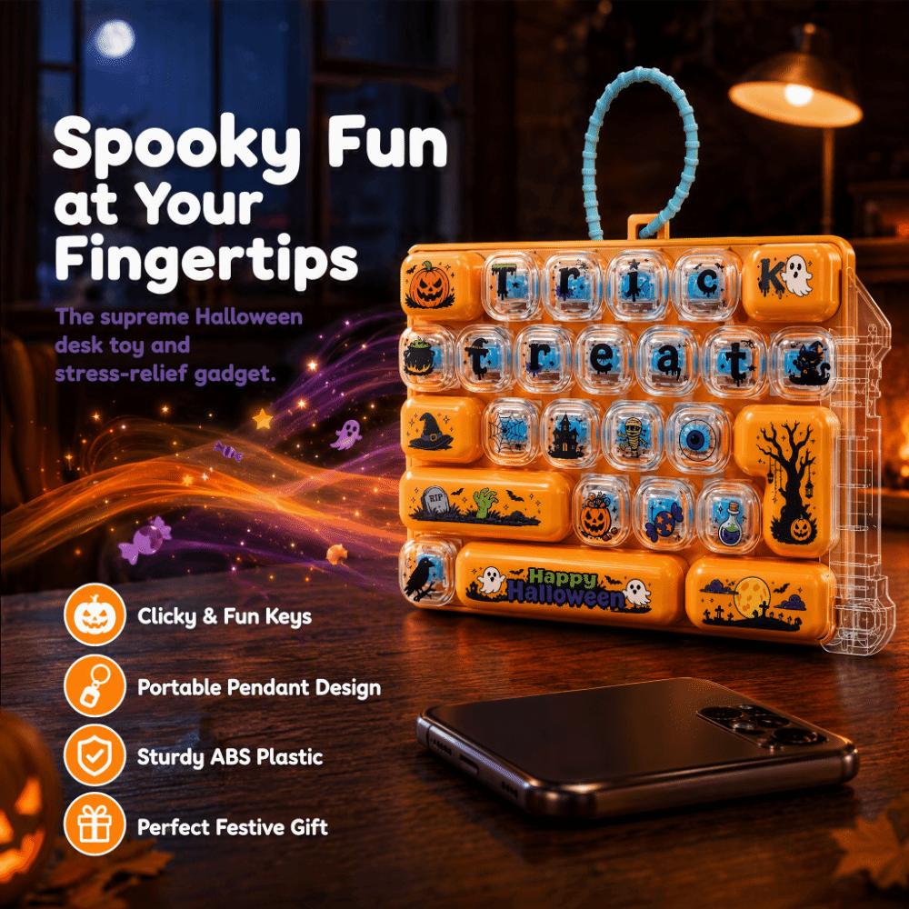 26 Key Decompression Button Toy Cute Design Halloween Keyboard Keychain Popular Pendant