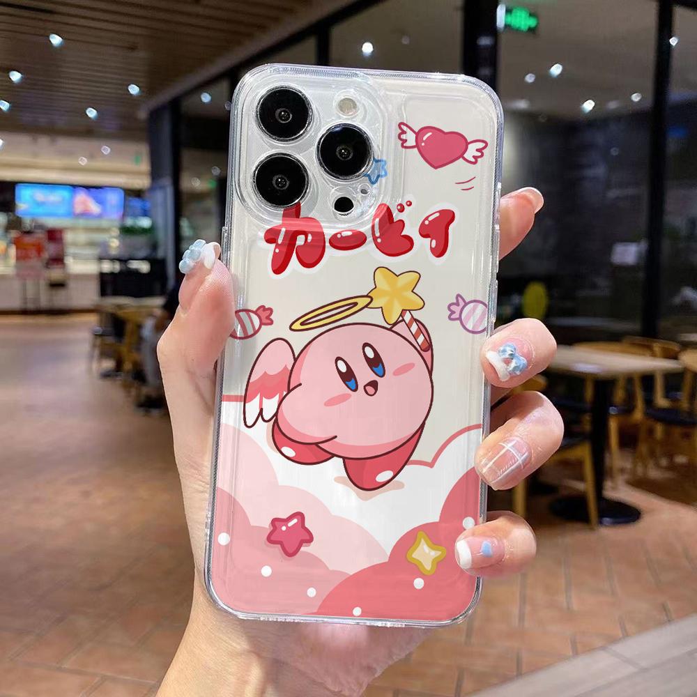 

Pink K-Kirbys Phone Case for iPhone 17 Air 16 15 14 Plus 13 12 11 Pro Max X Xs XR 8 e Soft TPU Transparent Cover iPhone 11 Pro Max