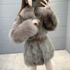 Imitation fox fur jacket women's suit collar Haining medium and long fur integrated thin fur coat