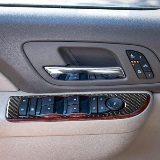 2Pcs Carbon Fiber Front Door Control Cover Trim For Tahoe/Yukon/Silverado/Sierra