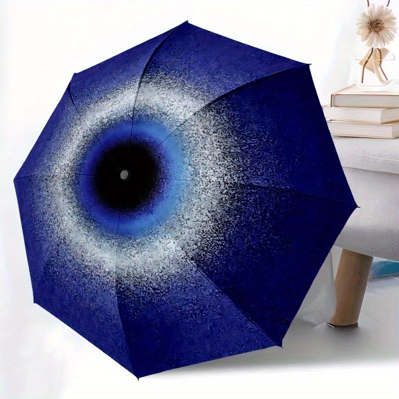1pc Eye Iris Automatic Open/close Folding Compact Umbrella, 8-Rib Sturdy Canopy, Lightweight Portable, Everyday Use, Gift, Outdoor Umbrella, Travel Es
