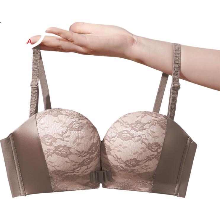 LangSha Women's Front-Closure Strapless Bra, Non-Slip Push-Up Invisible Backless Bra, Enhancing for Small Breasts, Bandeau Bra