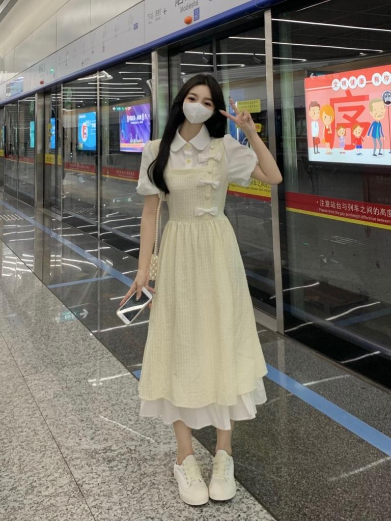 Fake Two-piece Plaid Dress Girl Student New Middle School High School Student Retro National Style Small Milk Good Dress