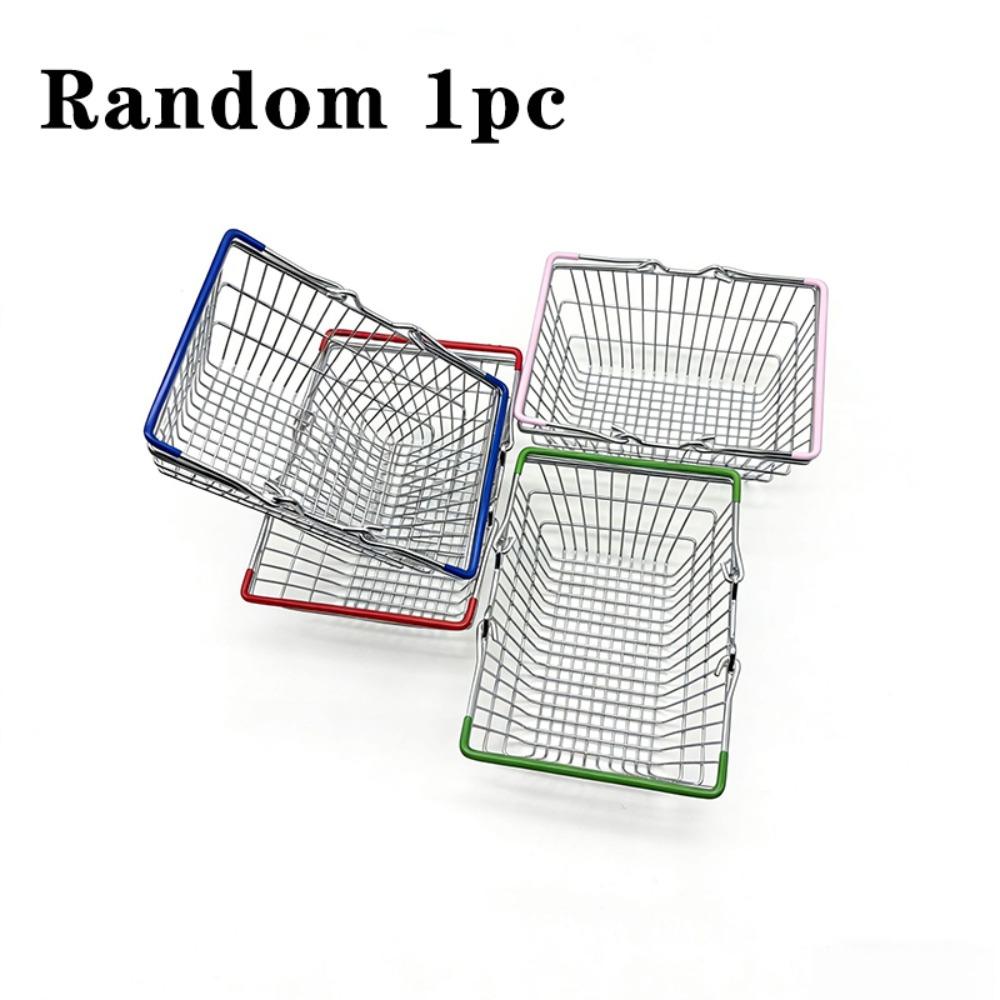 1 pezzo Cestino Mini da Shopping in Filo Metallico Resistente 2 Misure Disponibili con Manico Cestino da Scrivania per Organizzazione Rete Organizzatore da Scrivania Decorazione per la Casa