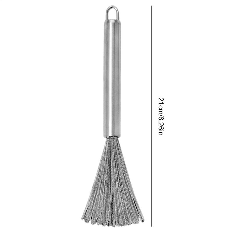 21cm Stainless Steel Pot Brush Long Handle Multifunctional Cleaning Brush Hanging Washing Tool for Kitchen Sink Pans Scrubber