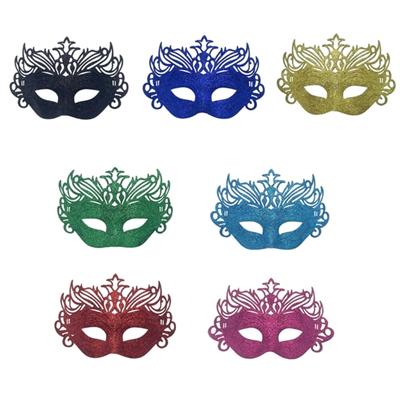 Plastic Half Face Mask With Crowns Glitter Powder Feature For Halloween Costume Parties Role Play Accessories
