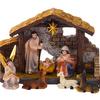 Nativity Scene Set Stable Resin Christmas Manger Figurines for Home Decor Holiday Tabletop Display