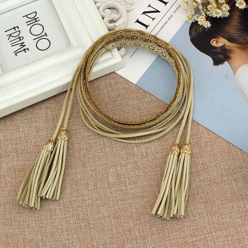 Women'S Ethnic Style Skirt Decorative Belt Women'S Hollow Fringed Knotted Strap Fine Waist Chain Belt