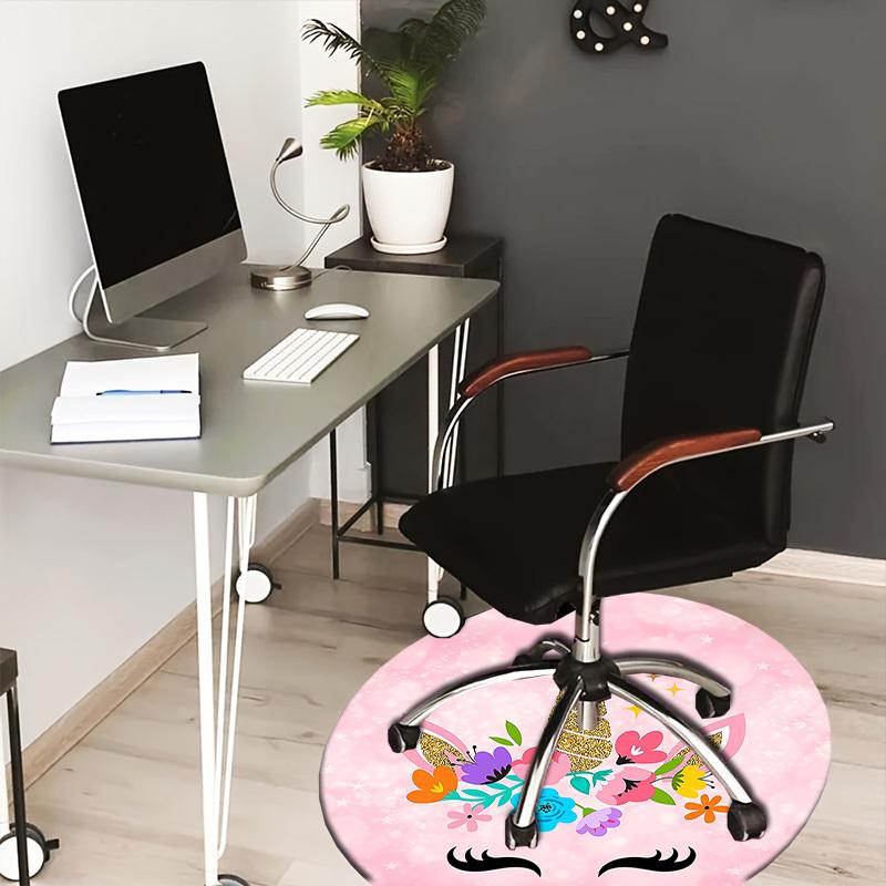 

1pc Unicorn Flowers Pink Background Round carpet, Made of Polyester,Perfect for Decorating Office Chairs, Living Rooms,fplt173 80cm by 80cm