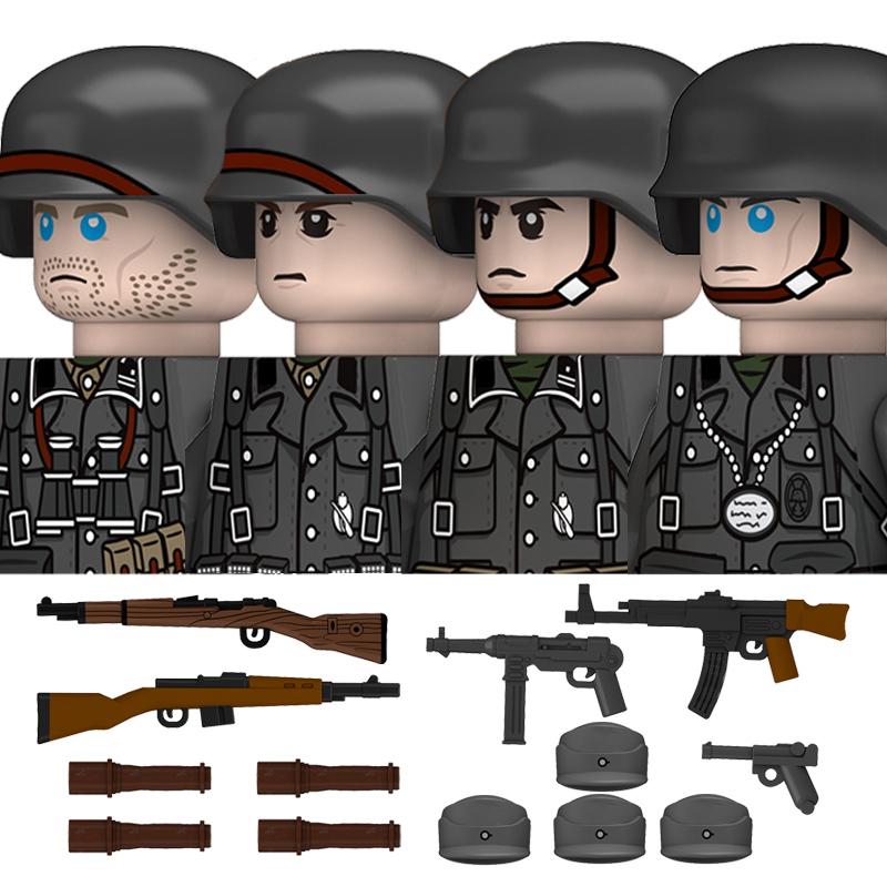 Ungiftige Militär-Zweiter Weltkrieg Deutsche Marine Panzer Truppen Bausteine USA 101. Großbritannien Sowjetunion Soldaten Infanterie Waffen Steine Spielzeug Kinder