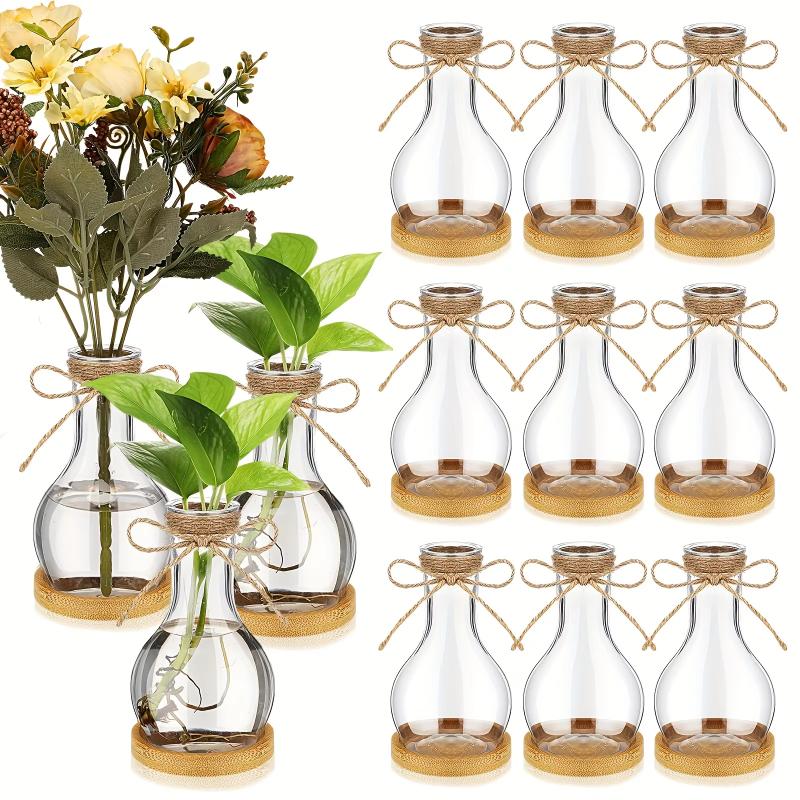 10 Transparent Bulb-shaped Plastic Vases, Lightweight Home Decorations Suitable Living Room, Bedroom, Office Hydroponic Florals