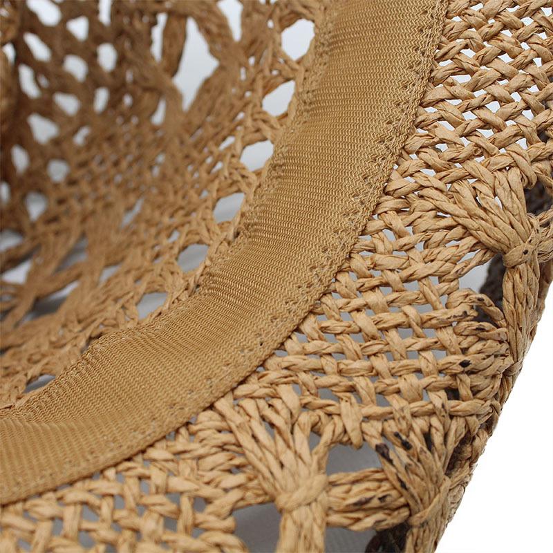 Women Straw Hollow Western Cowboy Hat Lady Beach Cowgirl Panama Sun Hats