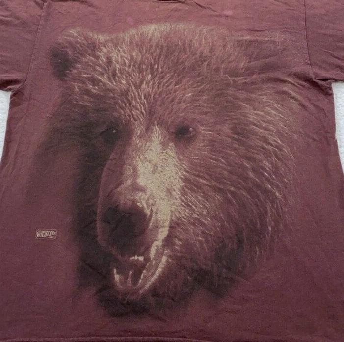 винтажная футболка 90-х GRIZZLY BEAR XL природа животное M