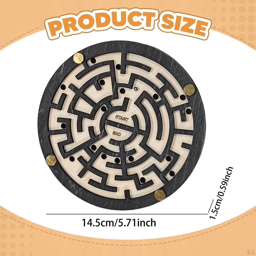 Wooden Maze Game Board Balance Toy Puzzle Logic Marble for 6 Years and