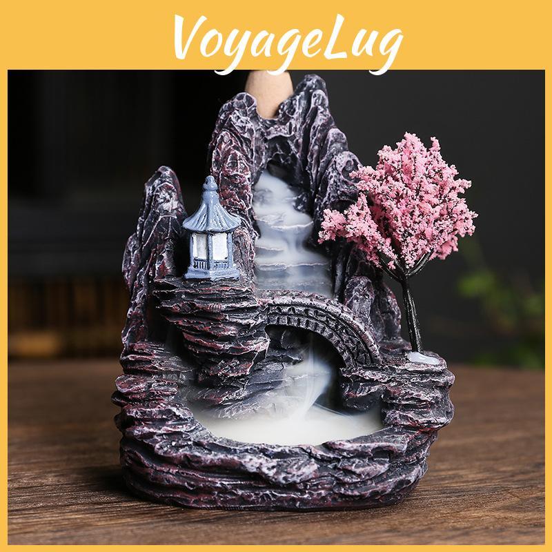 Creative Backflow Resin Incense Holder High Mountain Waterfall Incense Cones Burner Aromatherapy Ornament Zen Home Decoration