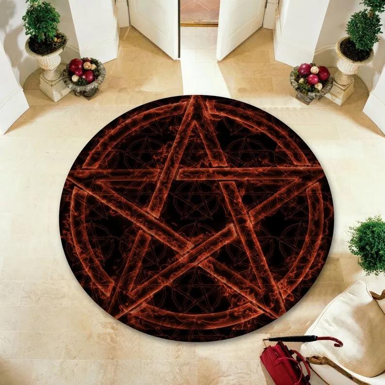 Mystic Magic Circle Round Theme Interior Non-Slip Rug Bedroom Meditation Zone Ideal Decorative Rug Boy's Birthday Gift