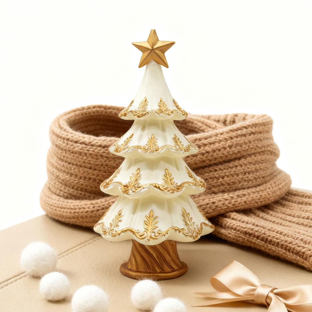 Christmas Tree Statue Small Decorations for Shelf Holiday Landscape